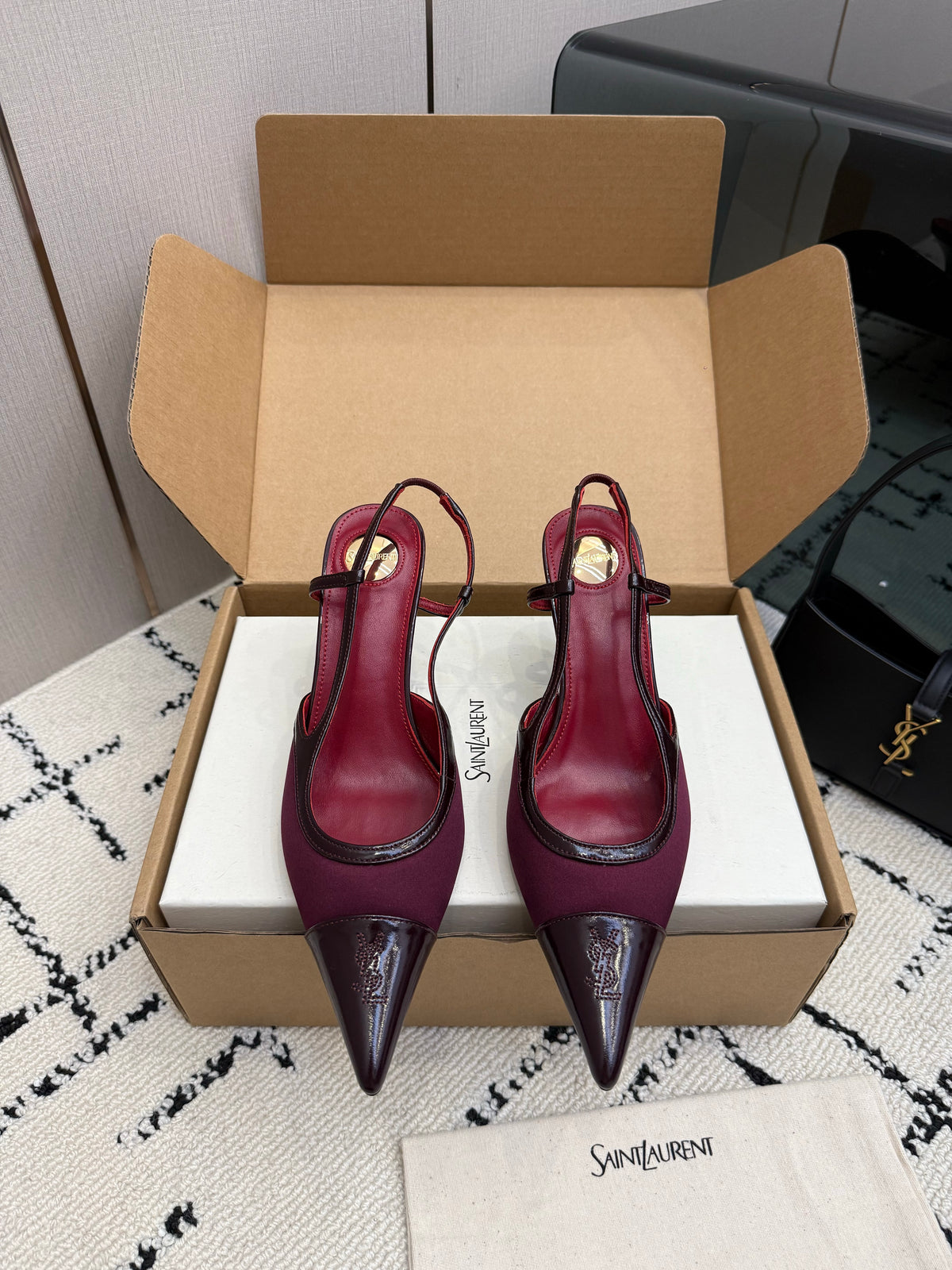 Renée leather-trimmed mesh slingback pumps