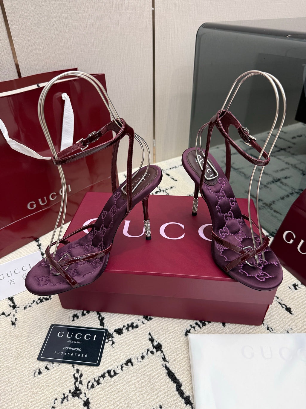 Monogram Embroidered Stiletto Sandals