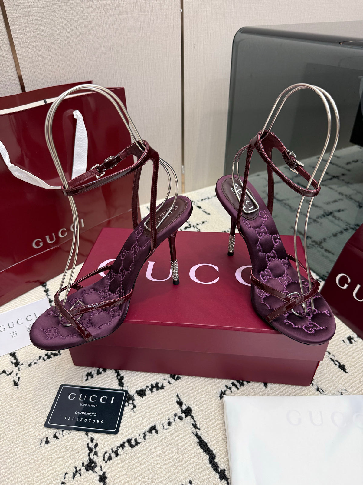Monogram Embroidered Stiletto Sandals