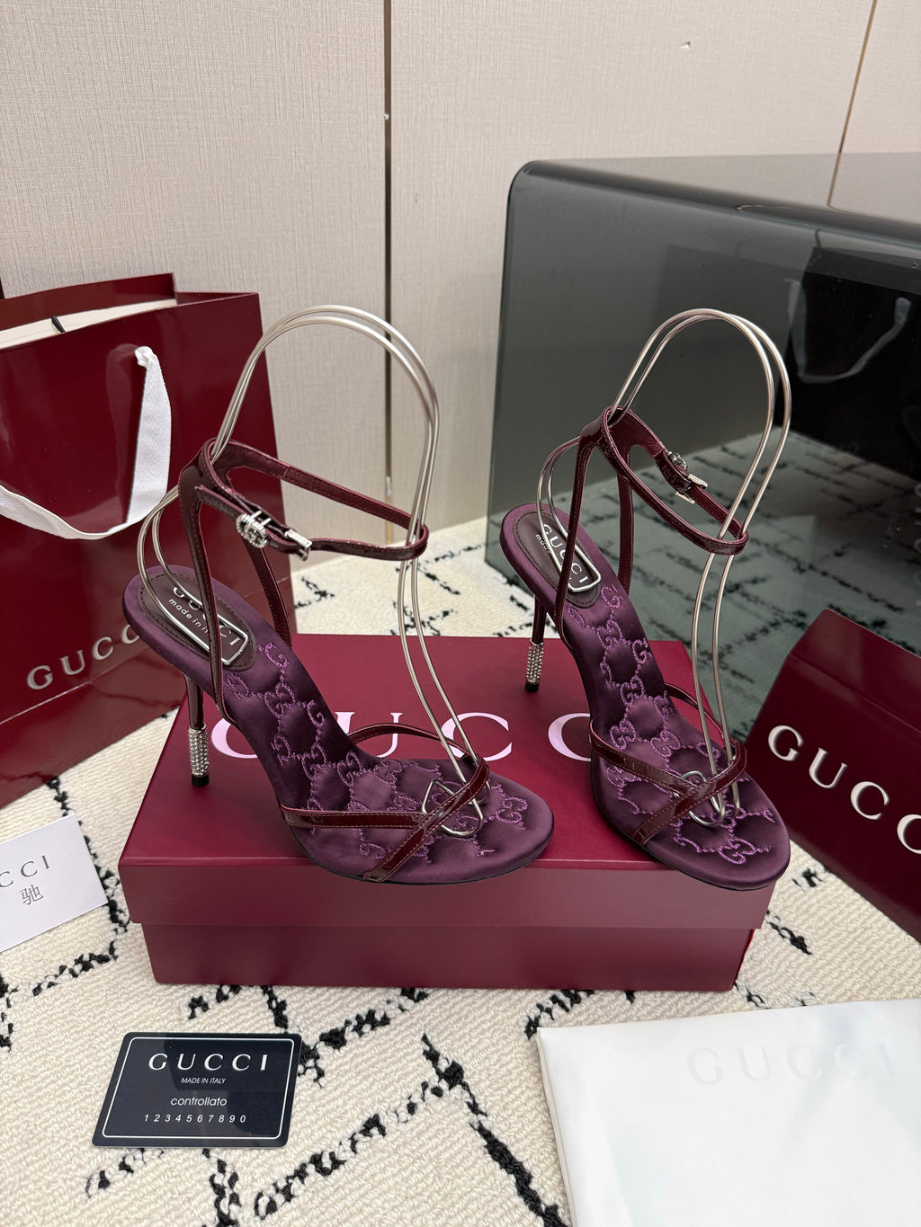 Monogram Embroidered Stiletto Sandals