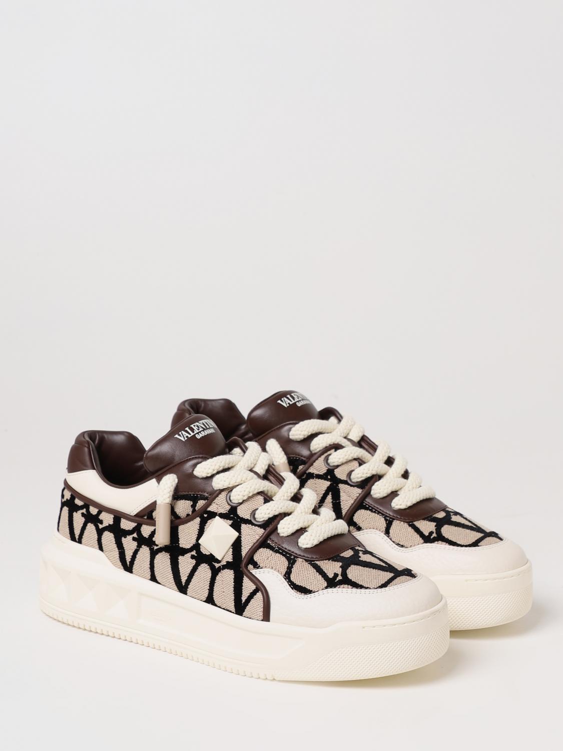 ONE STUD XL Nappa Leather & Toile Iconographe Fabric Fondant Low Top Sneakers