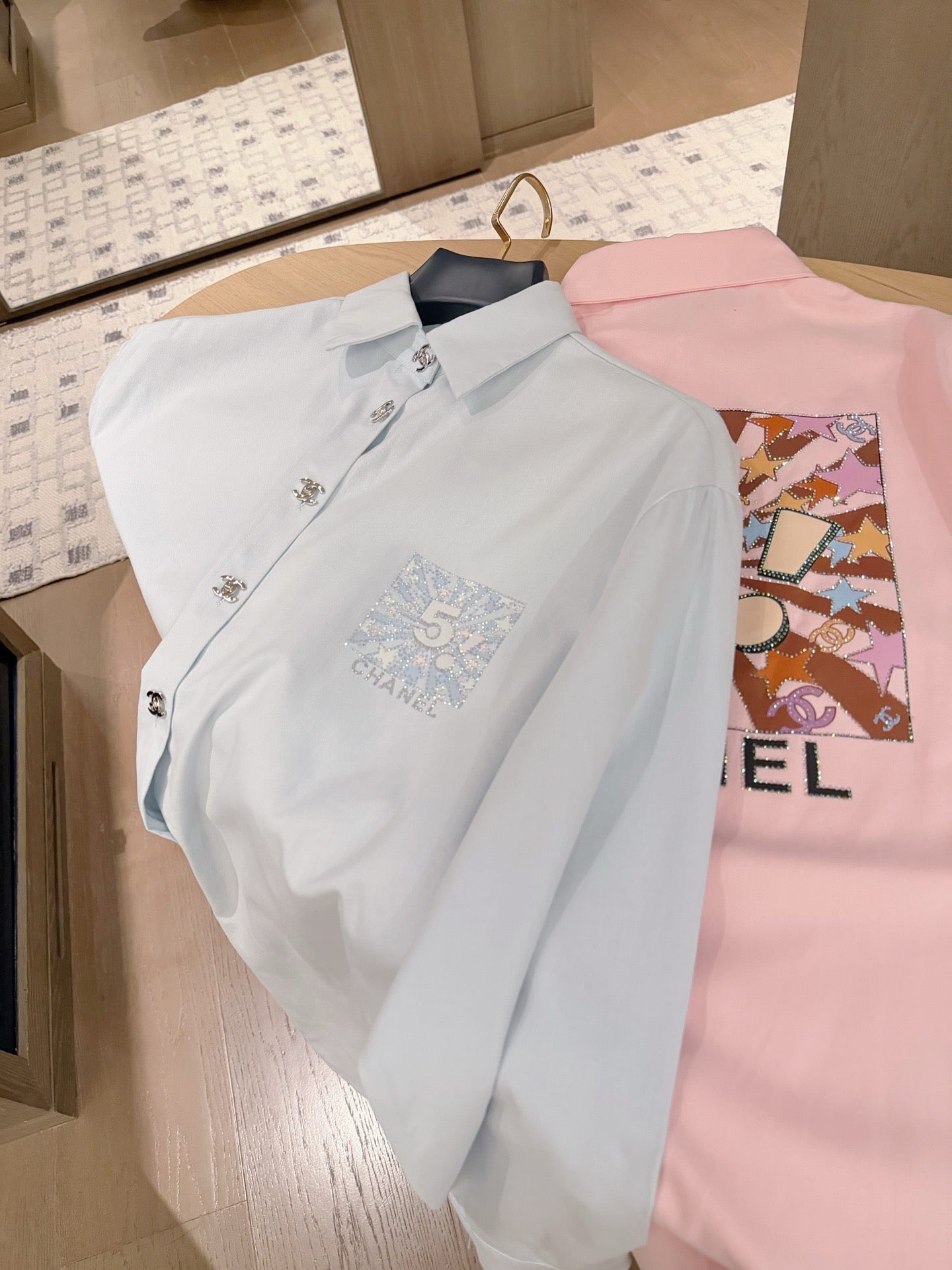 Soft Embellished Logo Button-Up Shirt