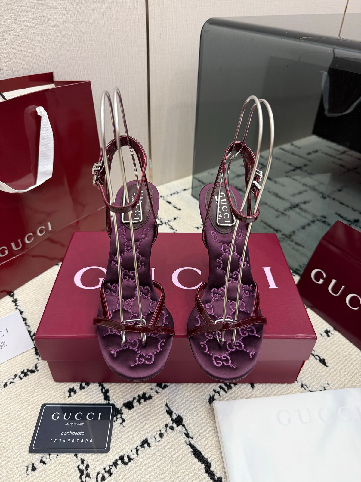 Monogram Embroidered Stiletto Sandals