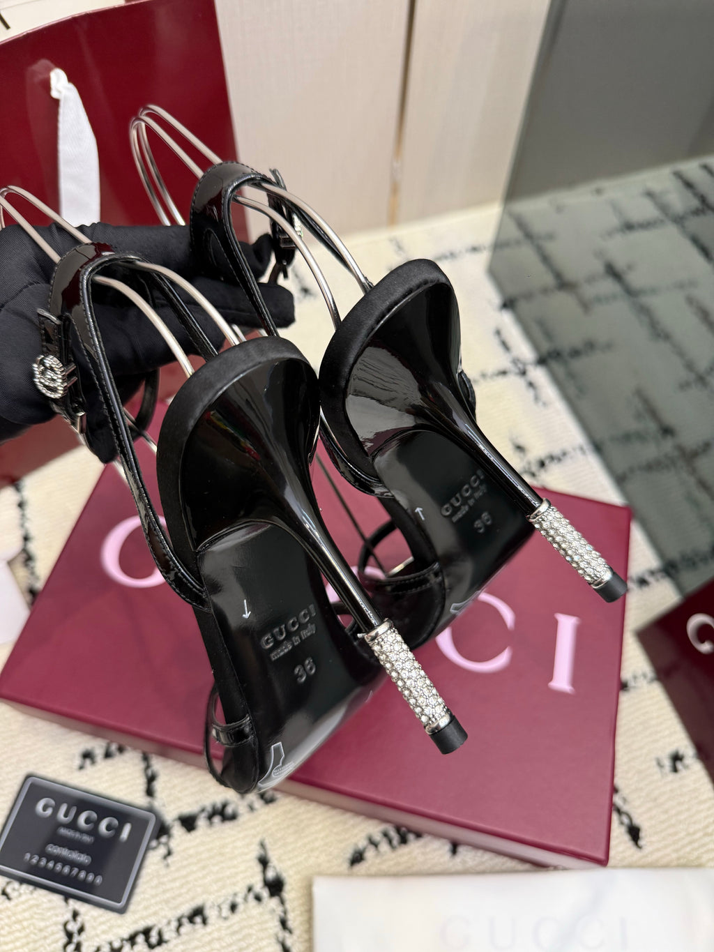 Monogram Embroidered Stiletto Sandals