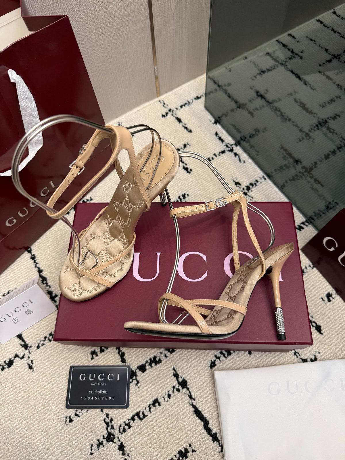 Monogram Embroidered Stiletto Sandals
