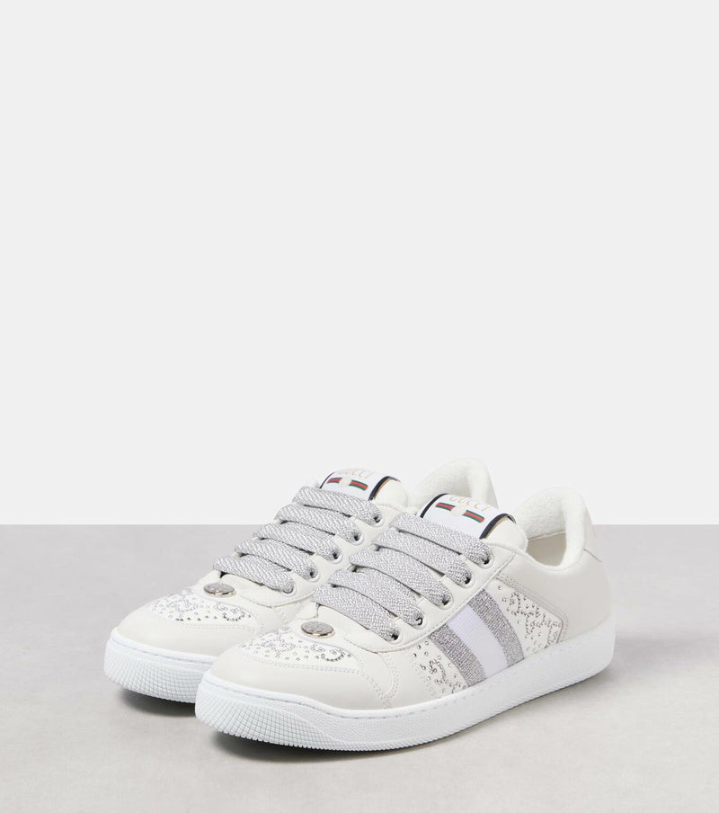 Screener embellished leather sneakers