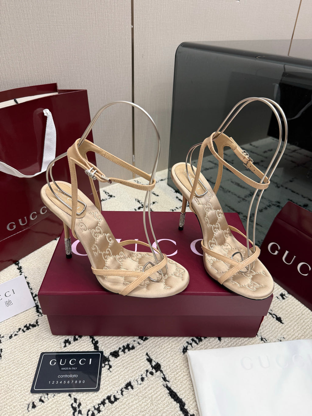 Monogram Embroidered Stiletto Sandals