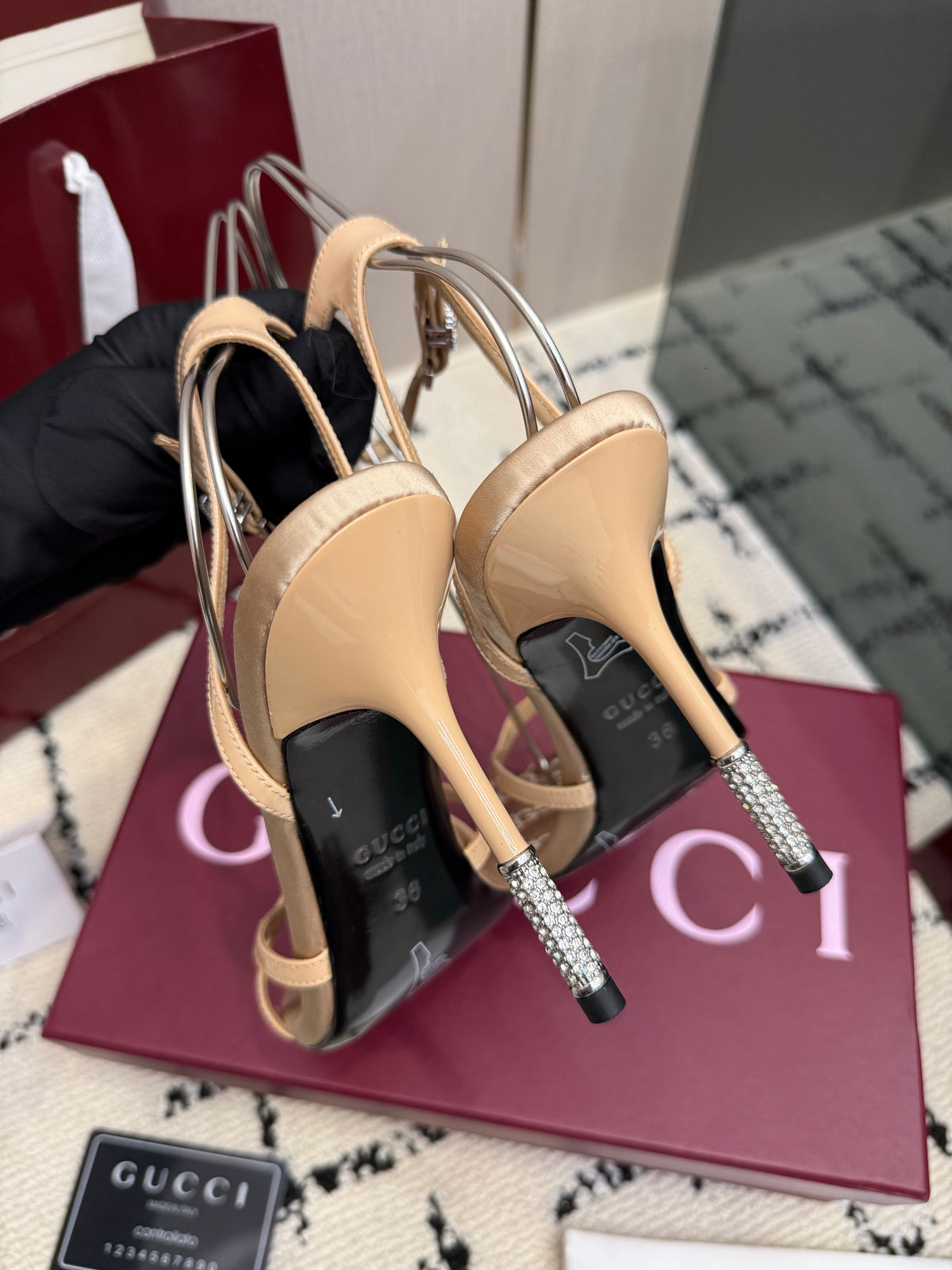 Monogram Embroidered Stiletto Sandals