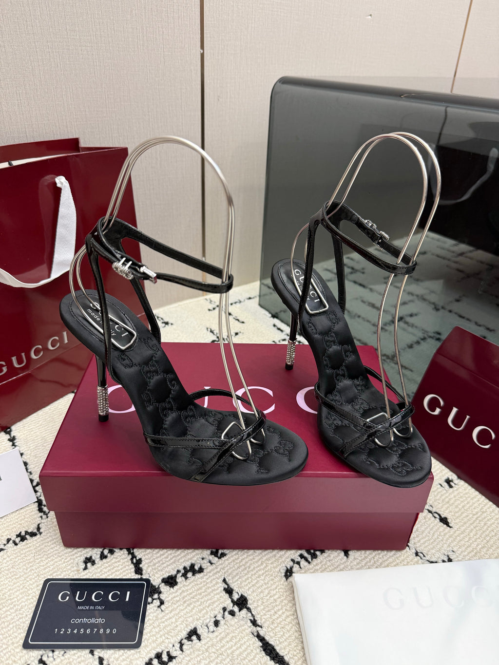 Monogram Embroidered Stiletto Sandals
