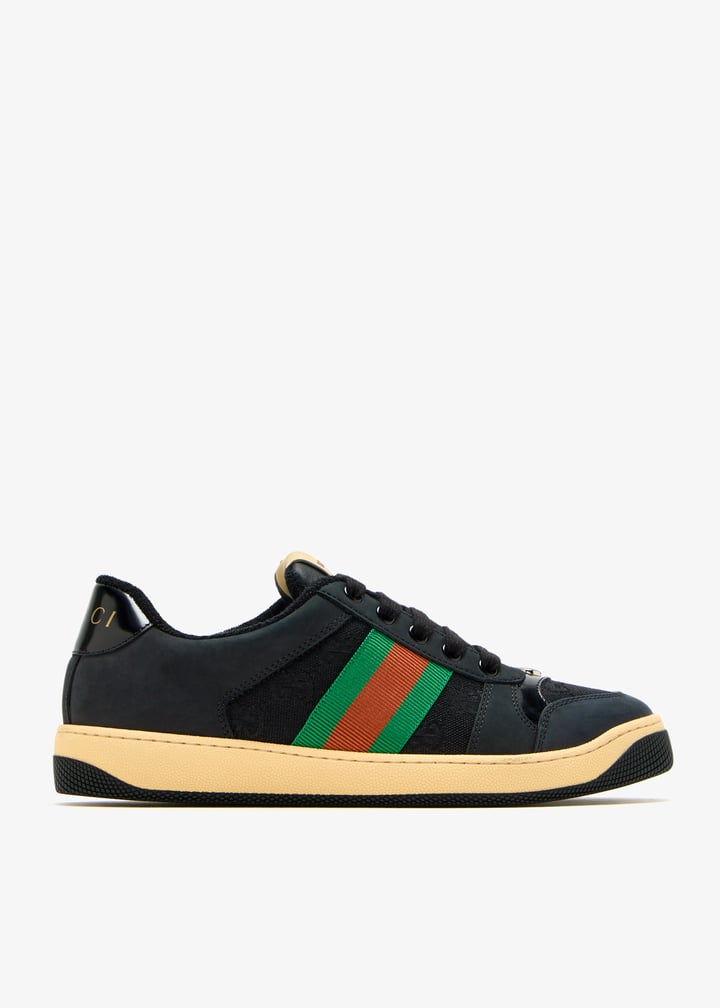 Screener embellished leather sneakers