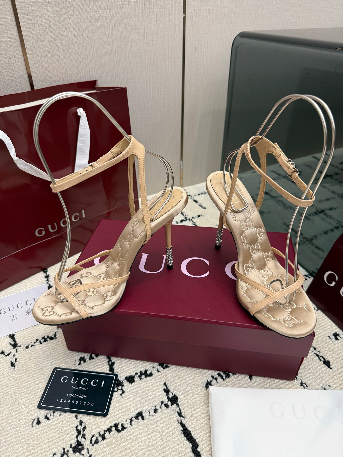 Monogram Embroidered Stiletto Sandals
