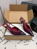 Renée leather-trimmed mesh slingback pumps