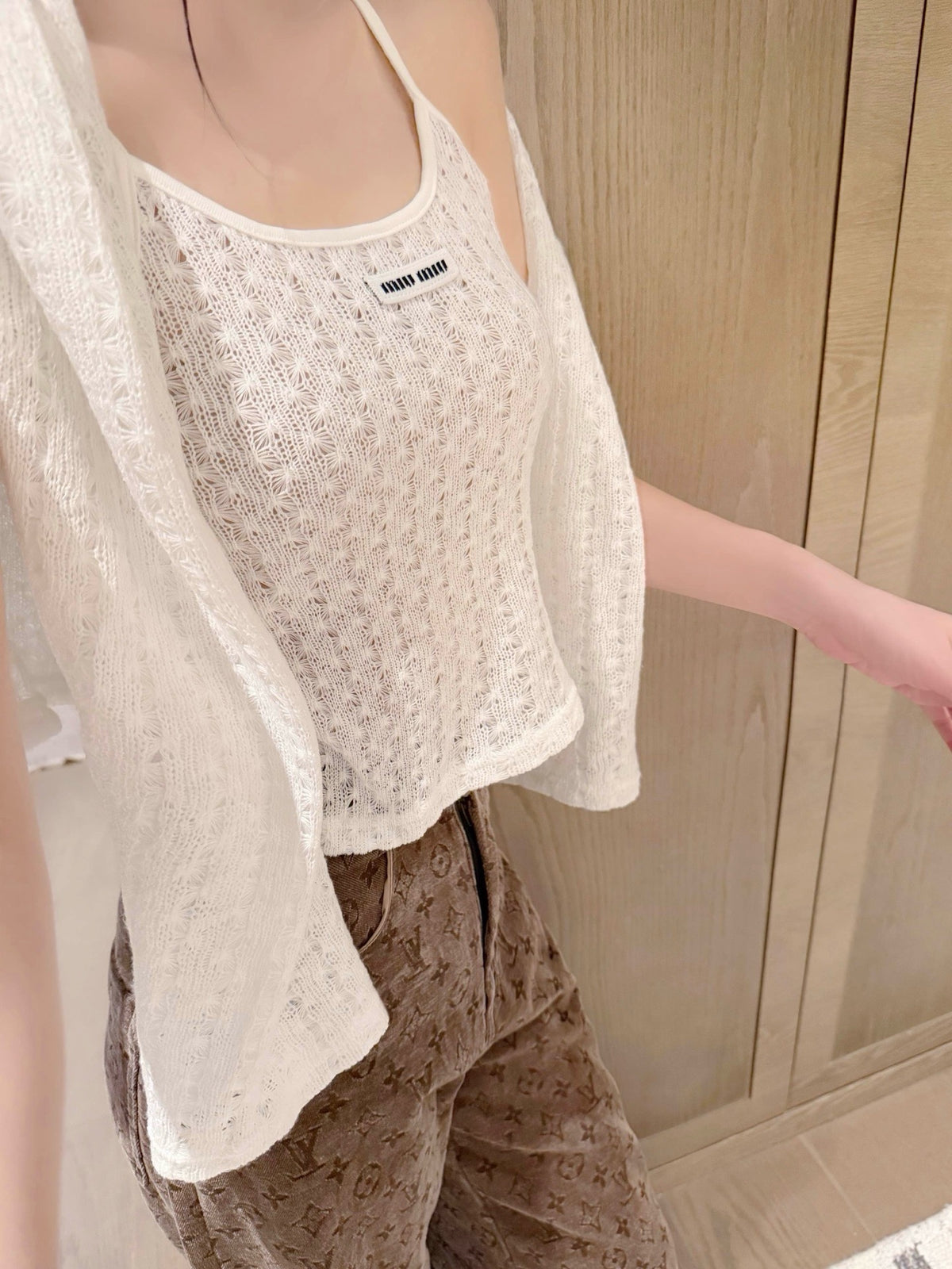Sheer Lace Knit Layering Top