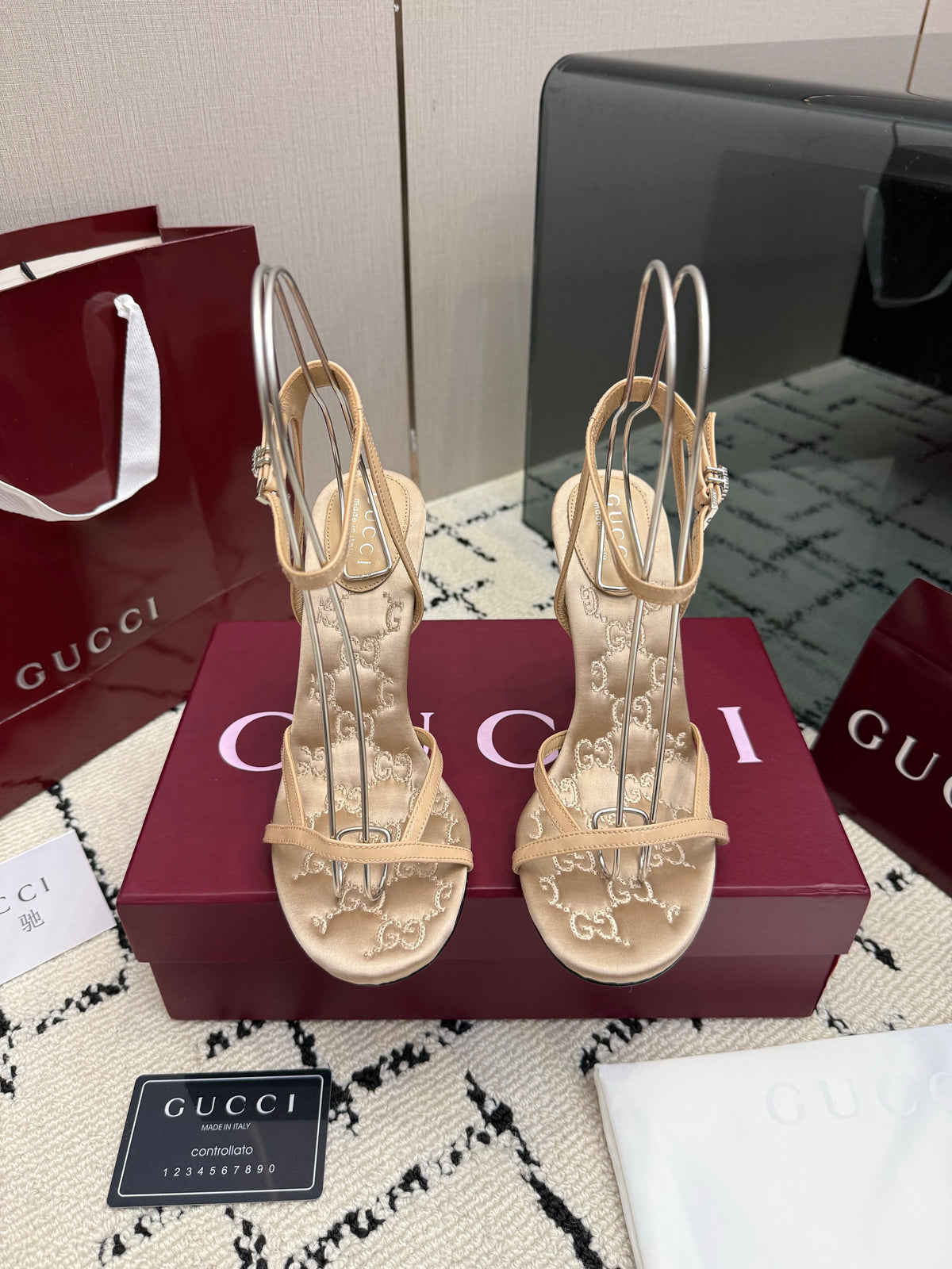 Monogram Embroidered Stiletto Sandals