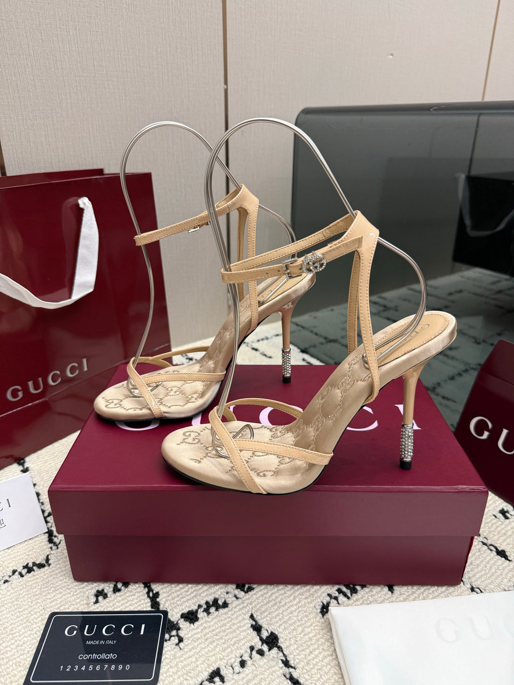 Monogram Embroidered Stiletto Sandals