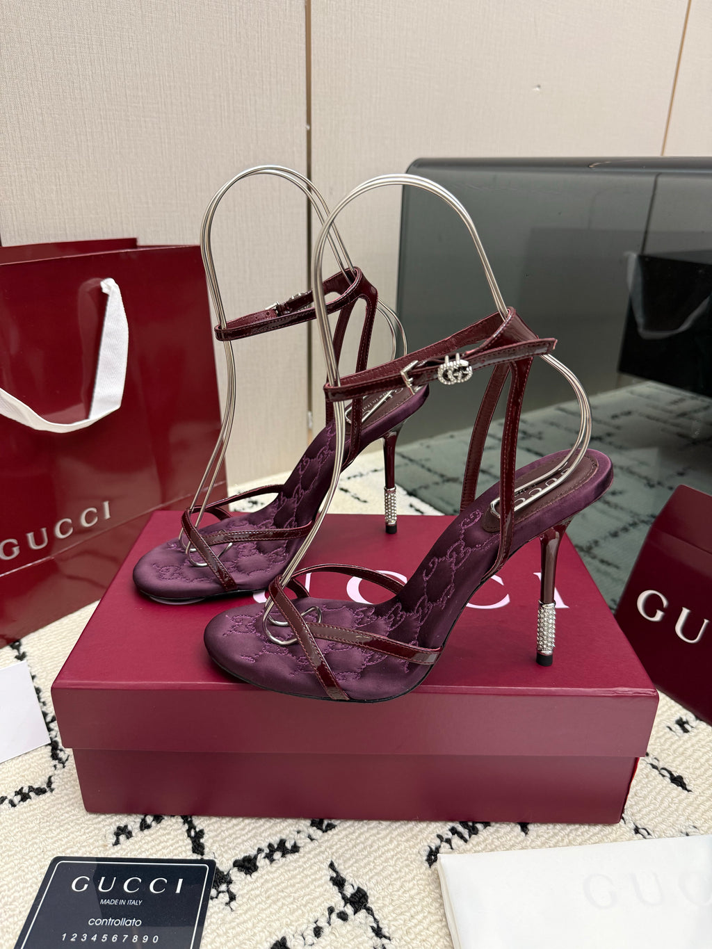 Monogram Embroidered Stiletto Sandals