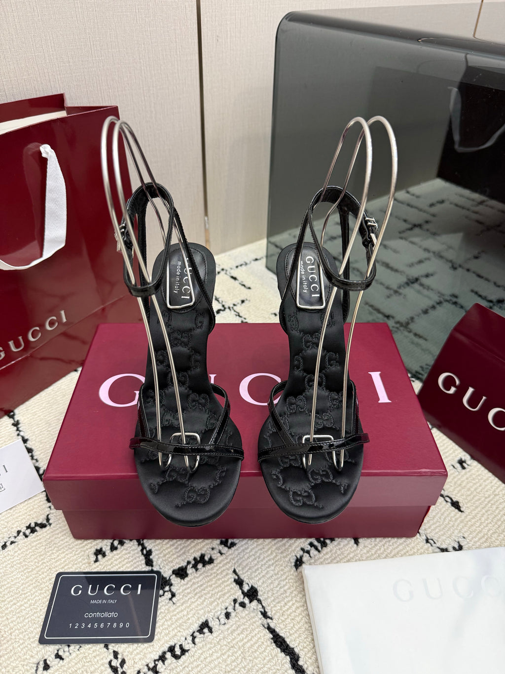 Monogram Embroidered Stiletto Sandals