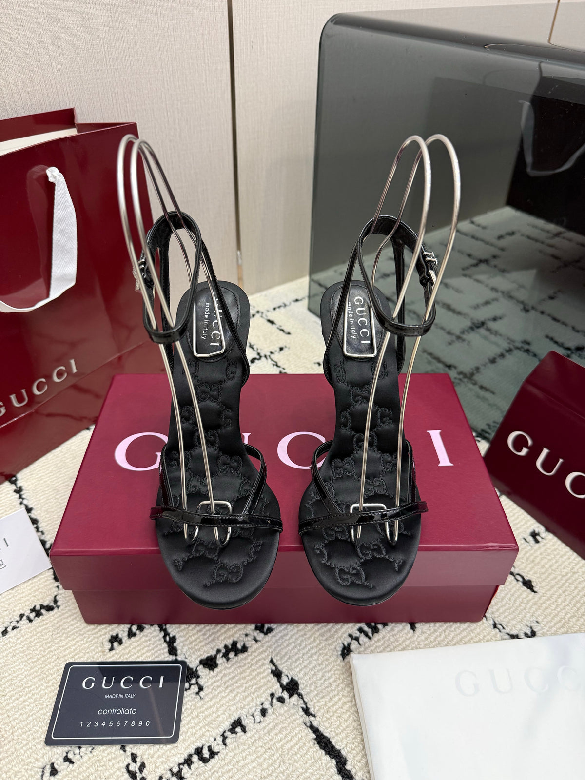 Monogram Embroidered Stiletto Sandals