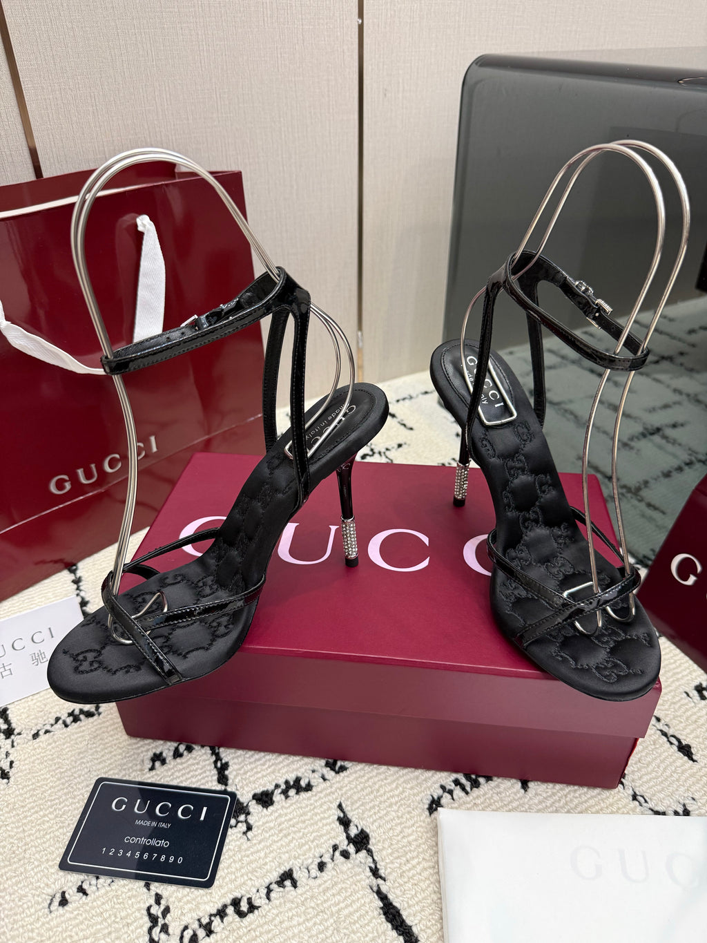 Monogram Embroidered Stiletto Sandals