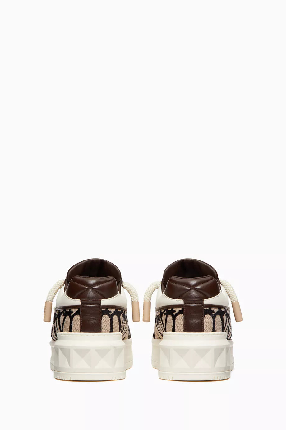 ONE STUD XL Nappa Leather & Toile Iconographe Fabric Fondant Low Top Sneakers