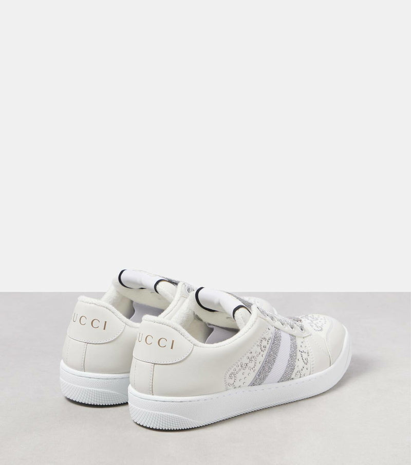 Screener embellished leather sneakers