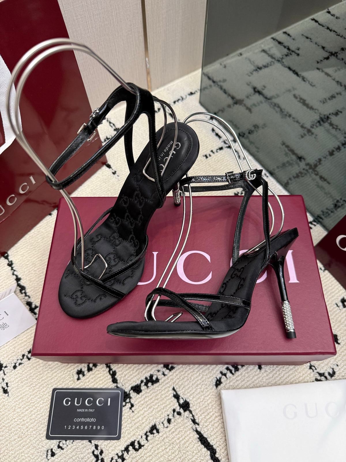 Monogram Embroidered Stiletto Sandals