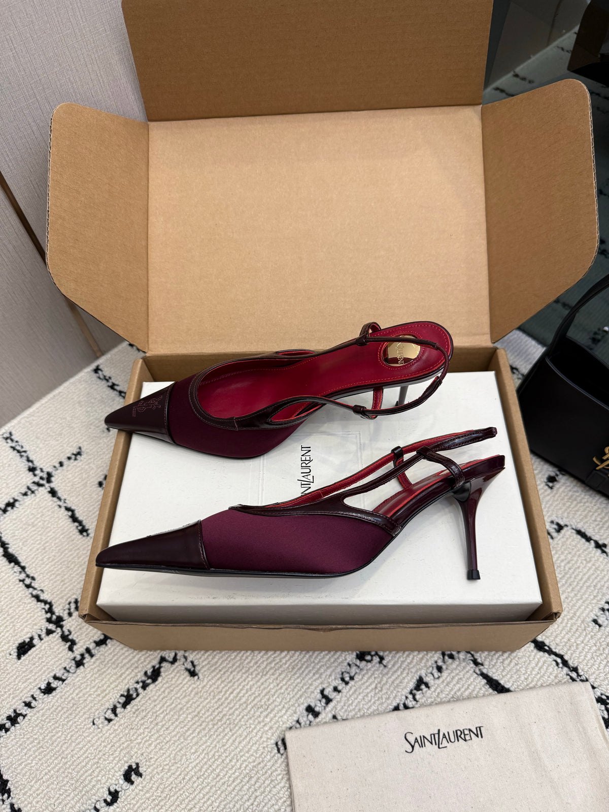 Renée leather-trimmed mesh slingback pumps