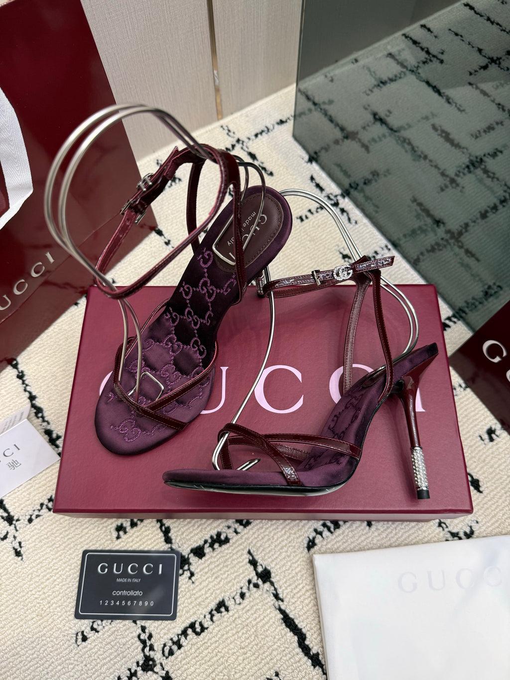 Monogram Embroidered Stiletto Sandals