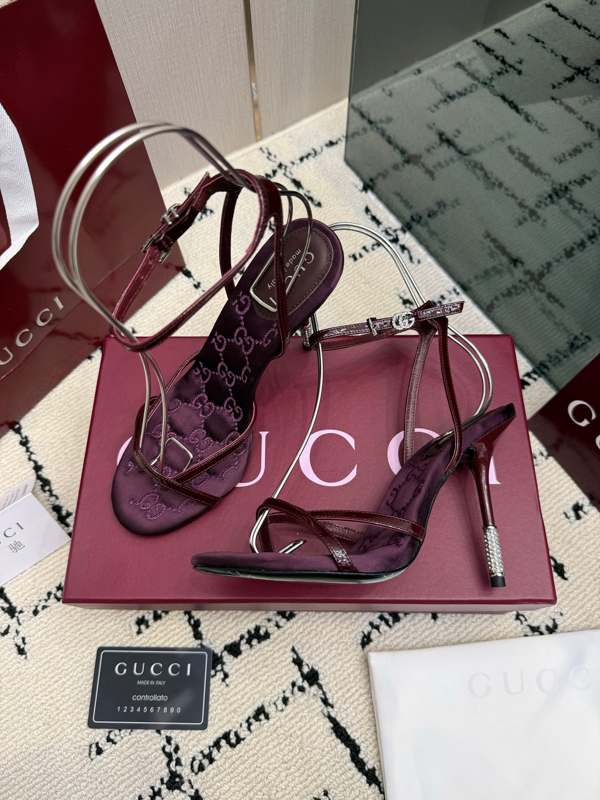 Monogram Embroidered Stiletto Sandals