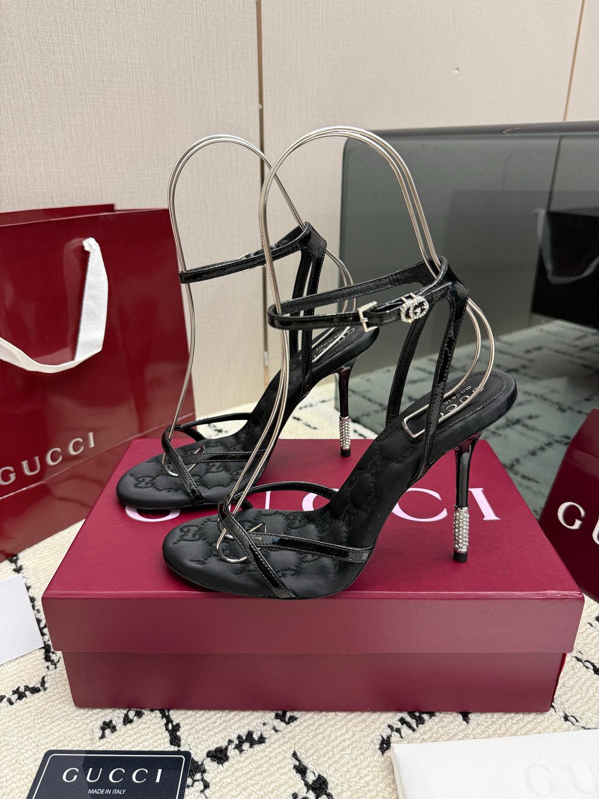 Monogram Embroidered Stiletto Sandals