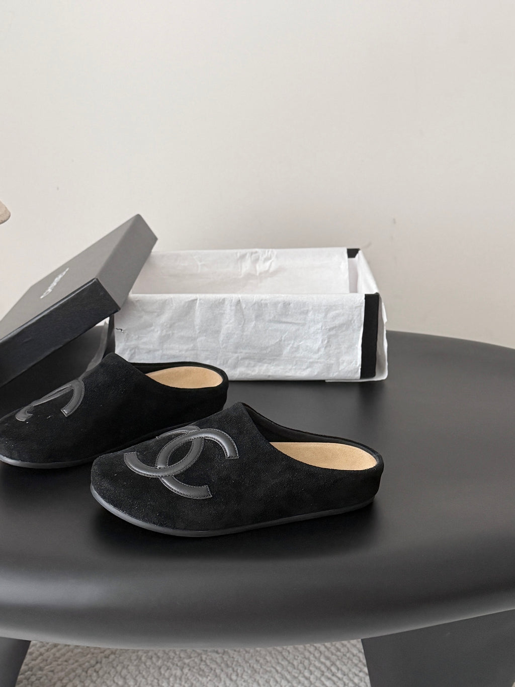Suede Signature Slip-On Mules – Taupe
