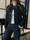 Luxury Contrast-Piping Bomber Jacket