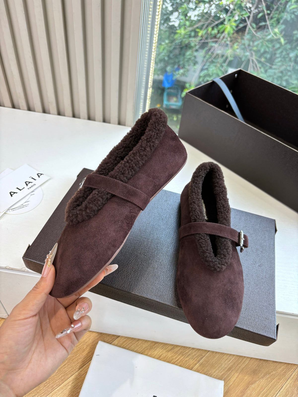 BALLET FLATS IN MERINO SHEARLING
