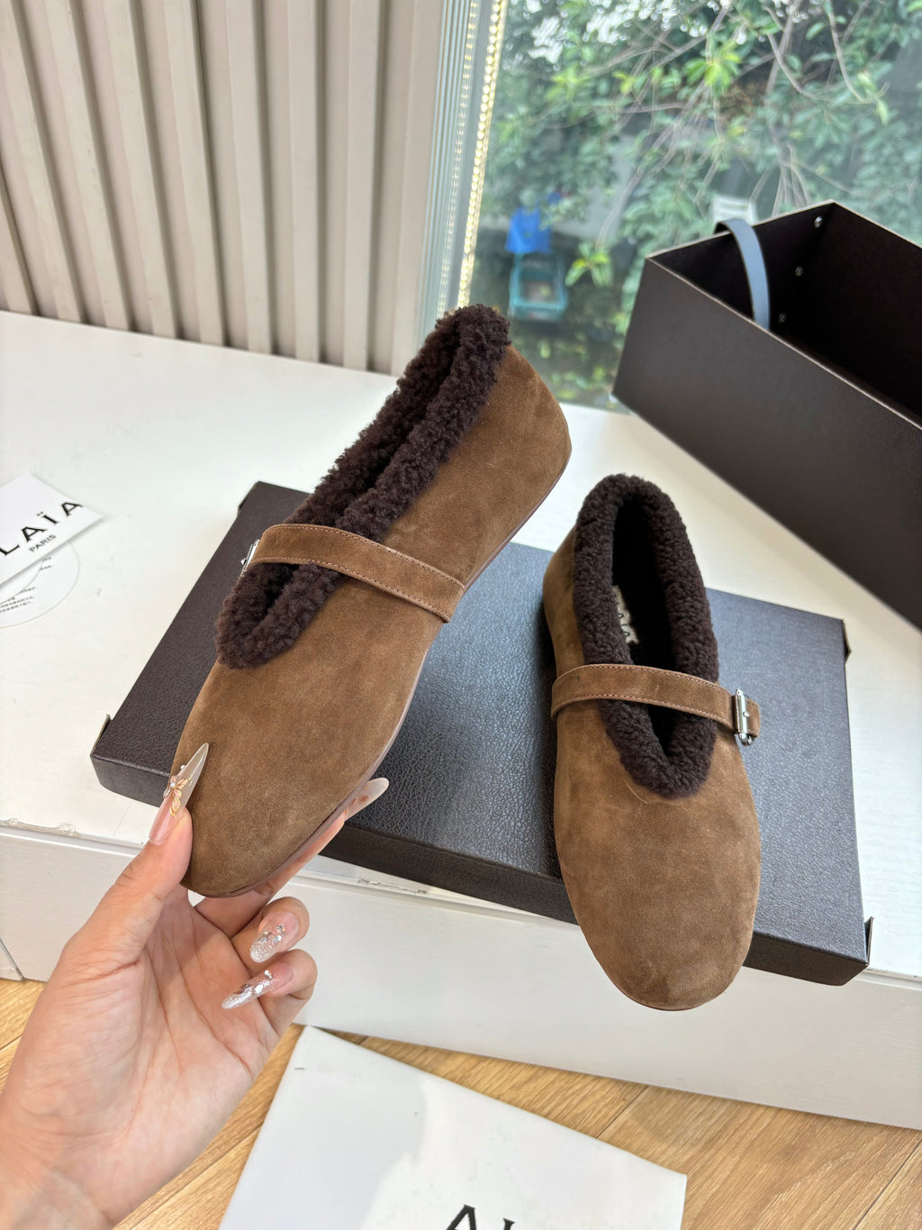 BALLET FLATS IN MERINO SHEARLING