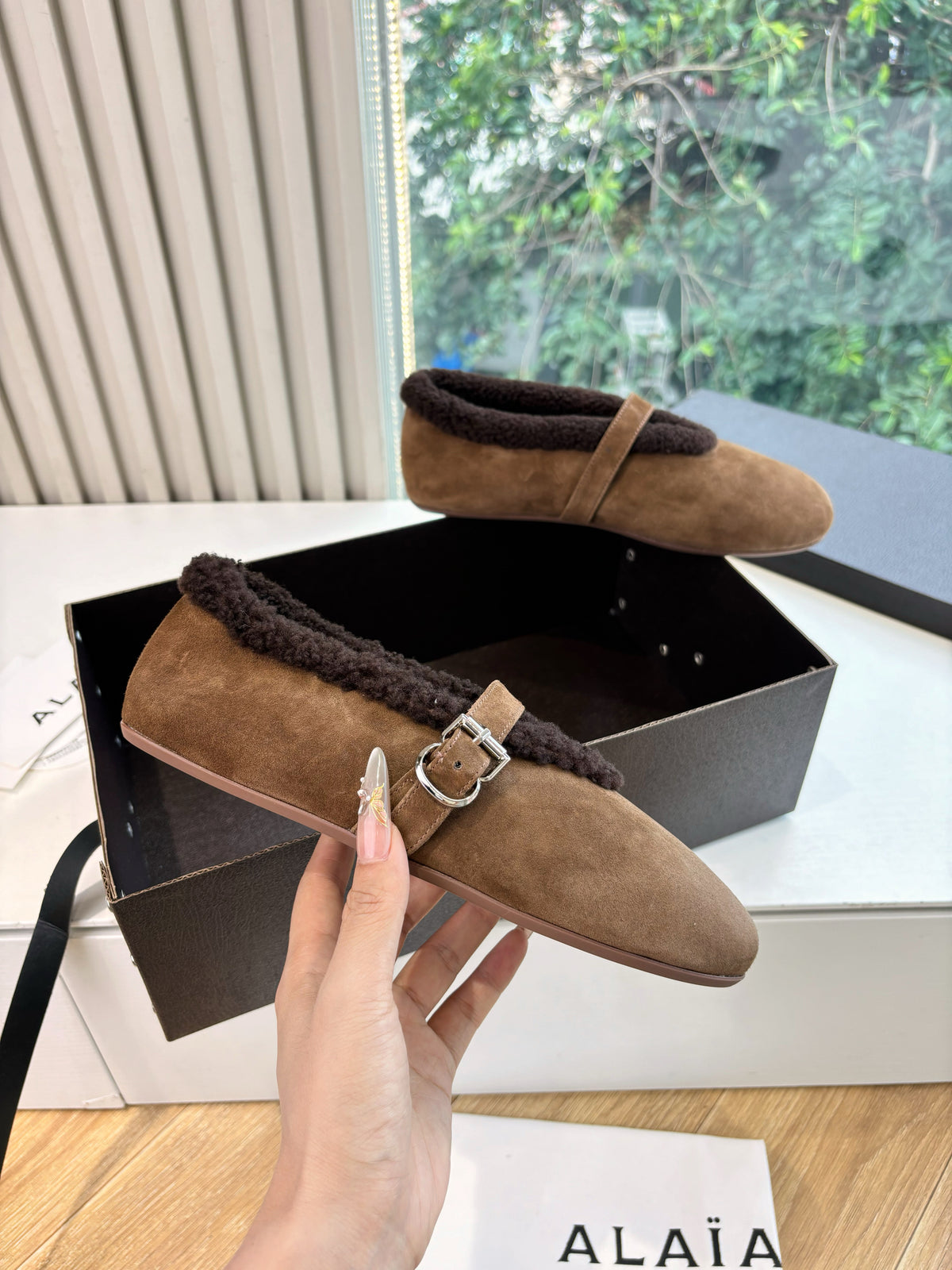 BALLET FLATS IN MERINO SHEARLING