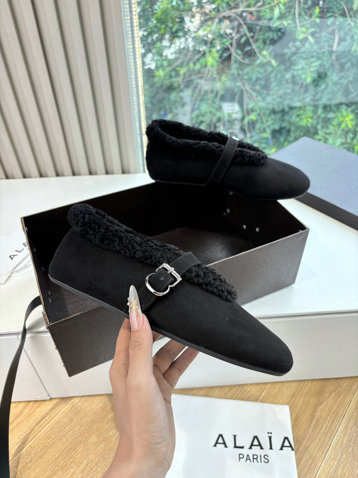 BALLET FLATS IN MERINO SHEARLING