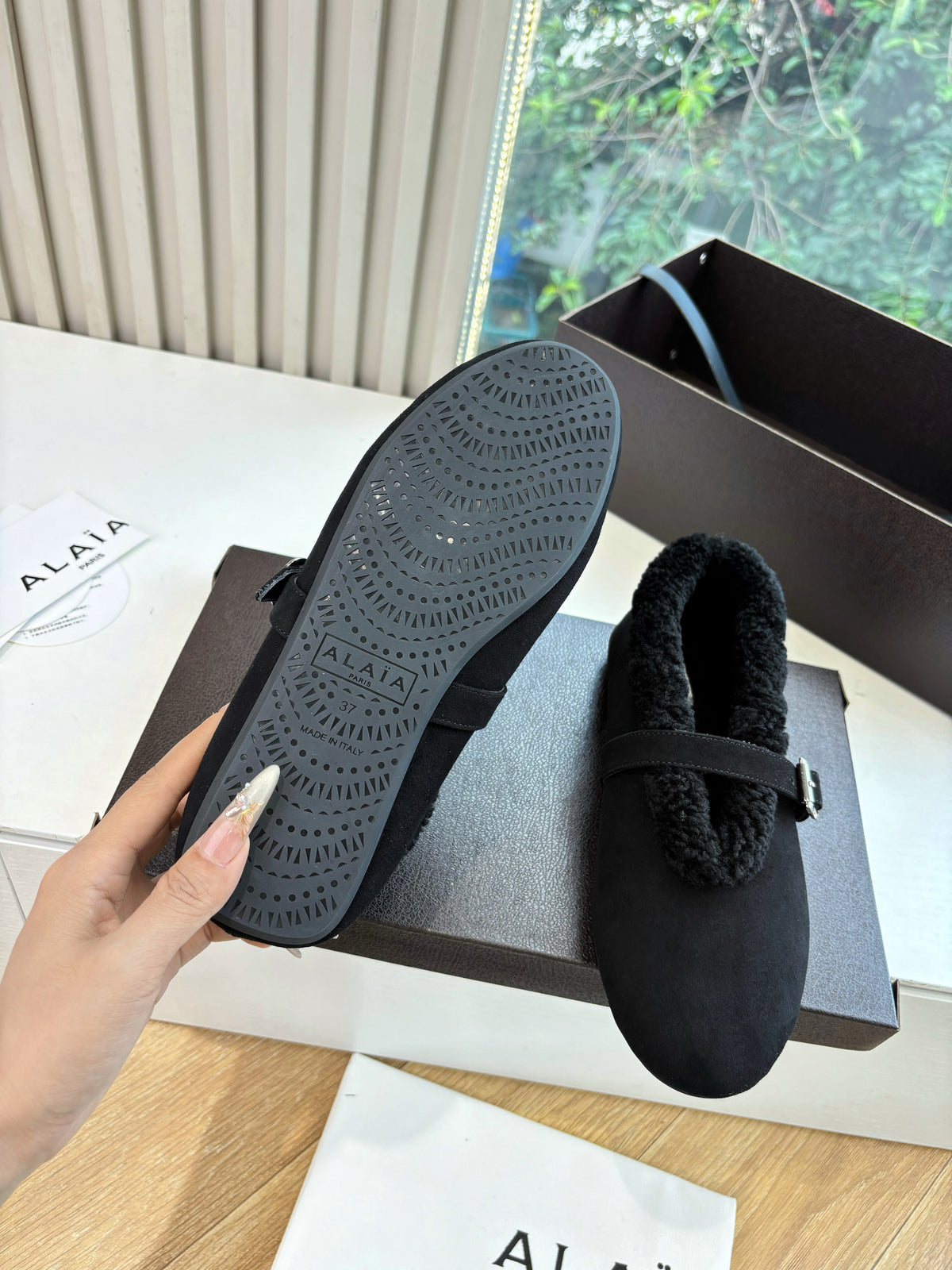 BALLET FLATS IN MERINO SHEARLING