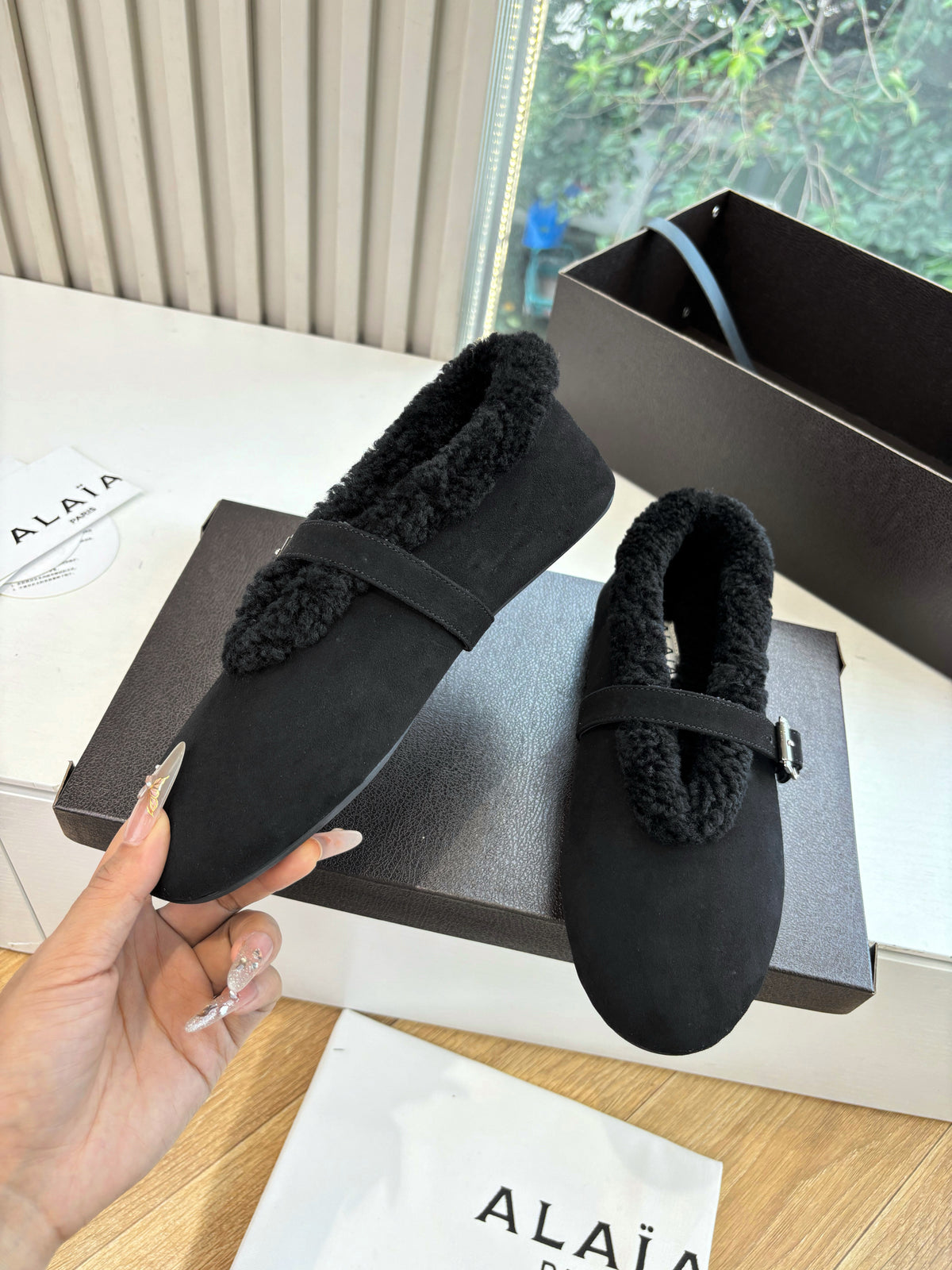 BALLET FLATS IN MERINO SHEARLING