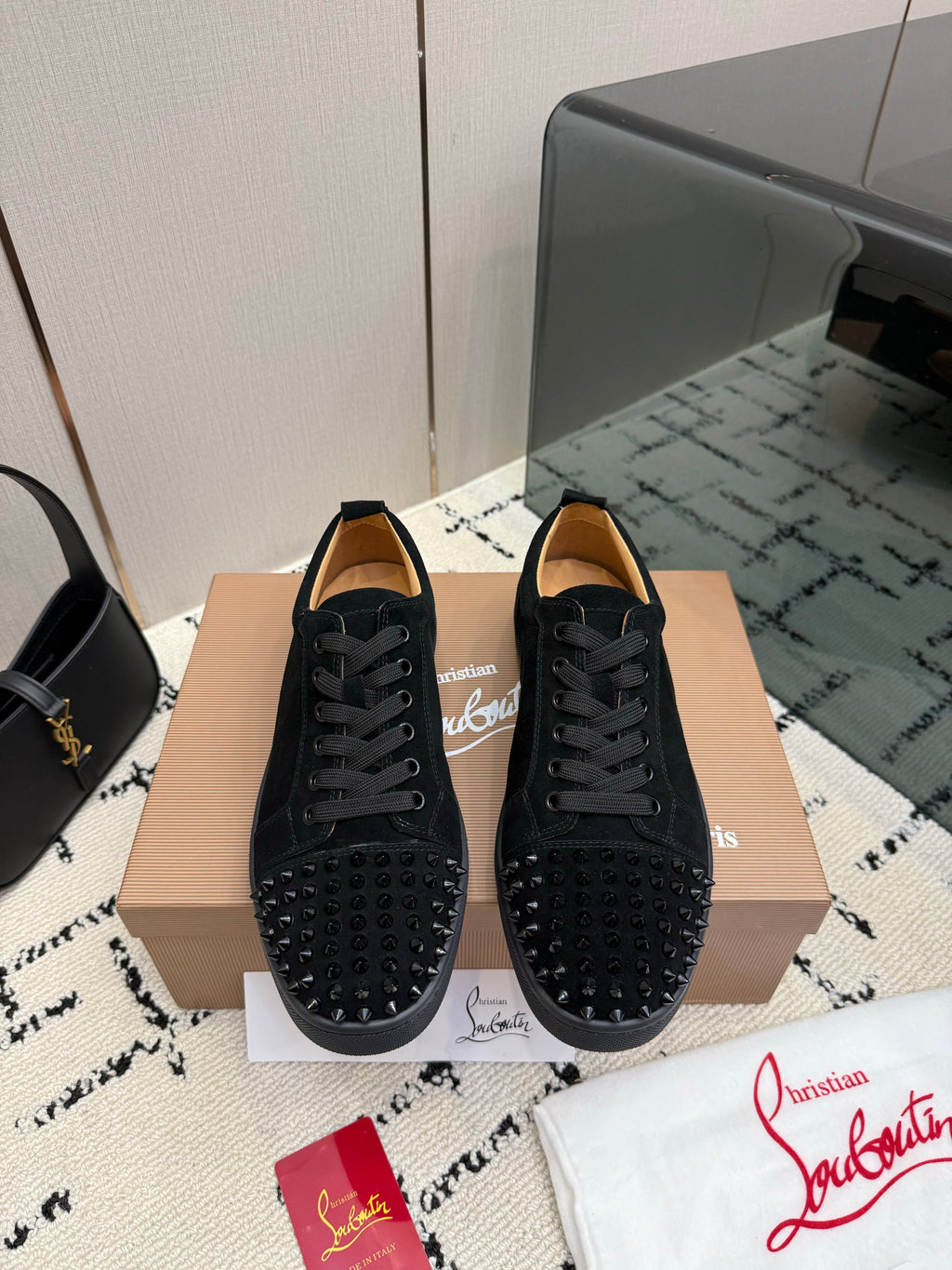 Men's Black Luxury Sneaker With Suede Panels