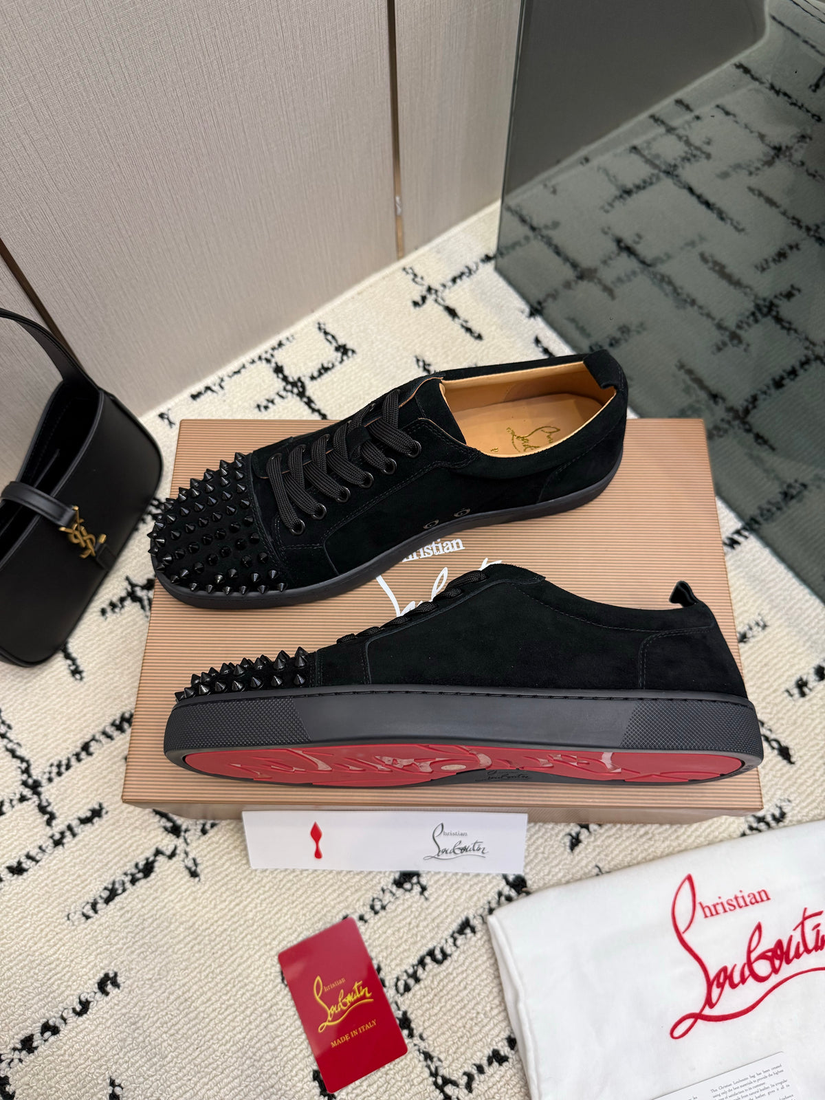 Men's Black Luxury Sneaker With Suede Panels