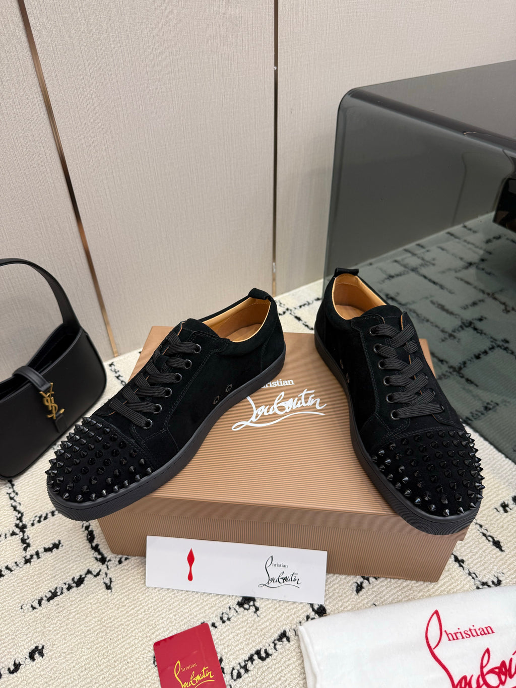 Men's Black Luxury Sneaker With Suede Panels