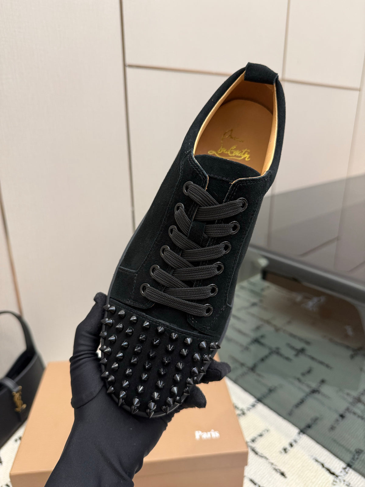 Men's Black Luxury Sneaker With Suede Panels