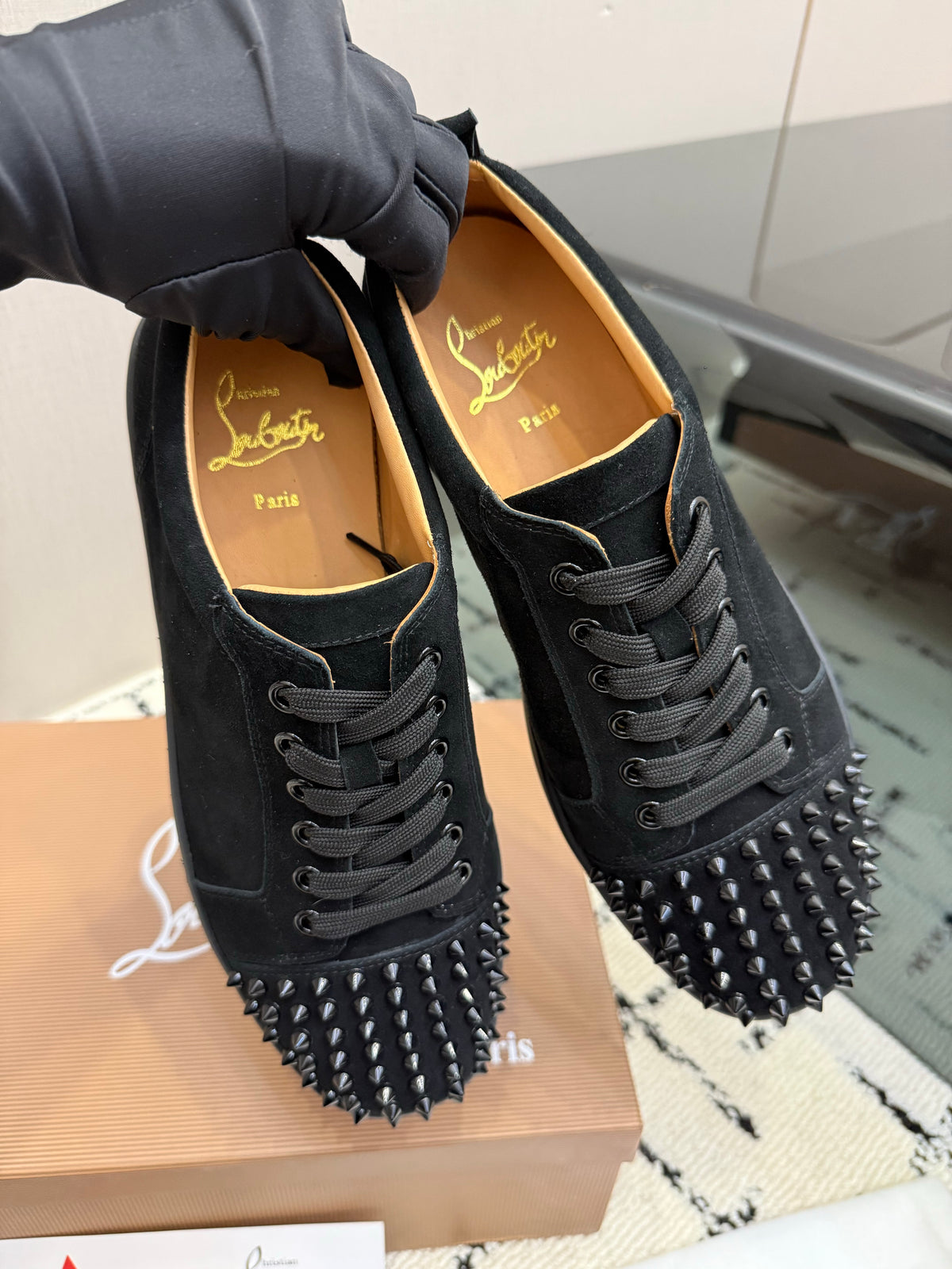 Men's Black Luxury Sneaker With Suede Panels