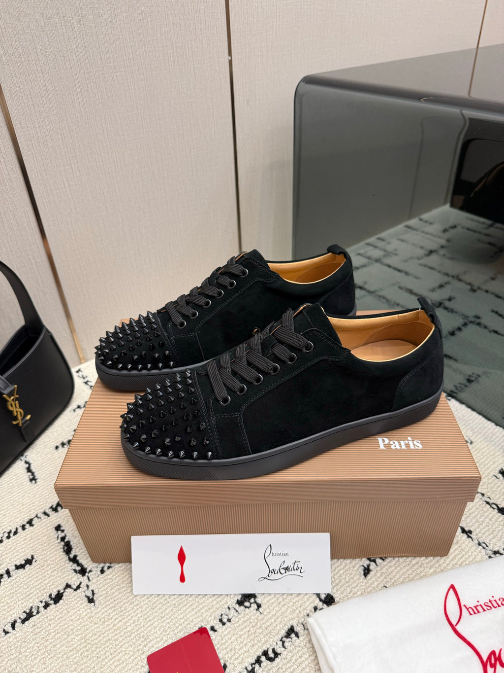 Men's Black Luxury Sneaker With Suede Panels
