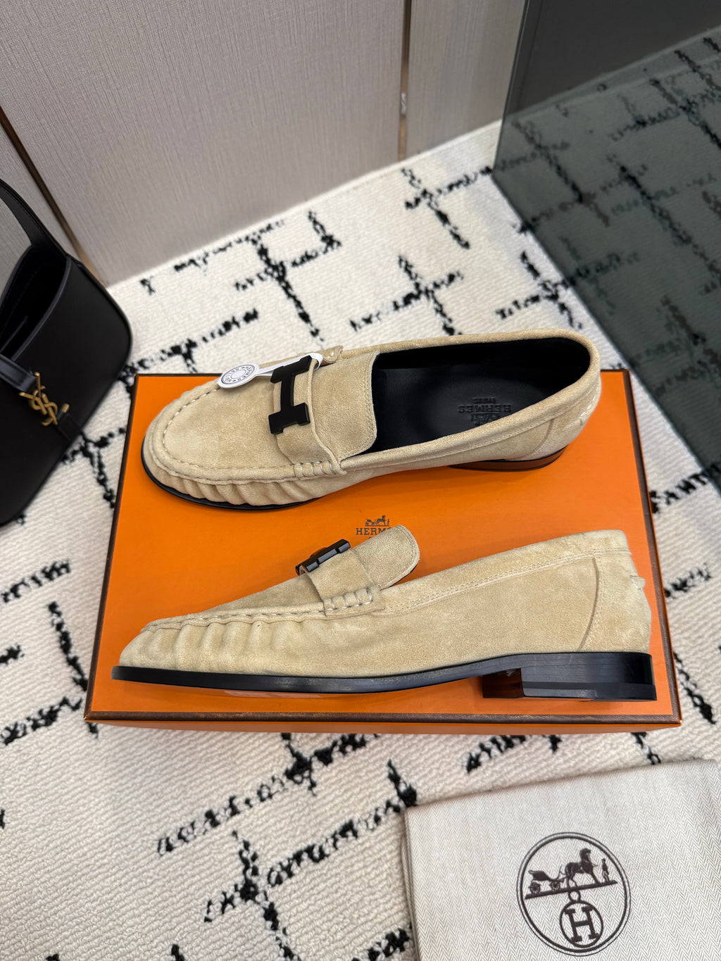 Loafer in suede goatskin with iconic "Paris" buckle