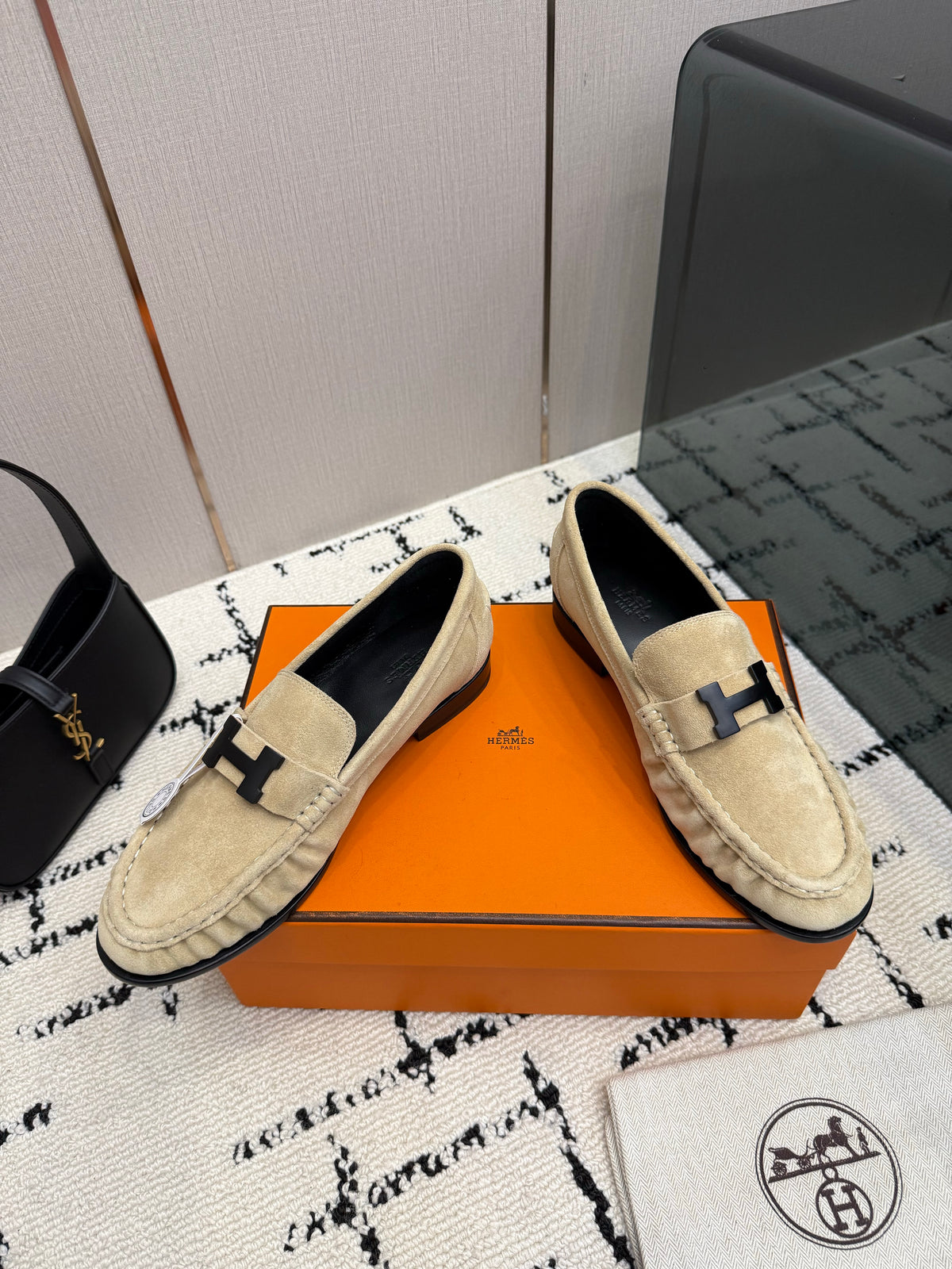 Loafer in suede goatskin with iconic "Paris" buckle