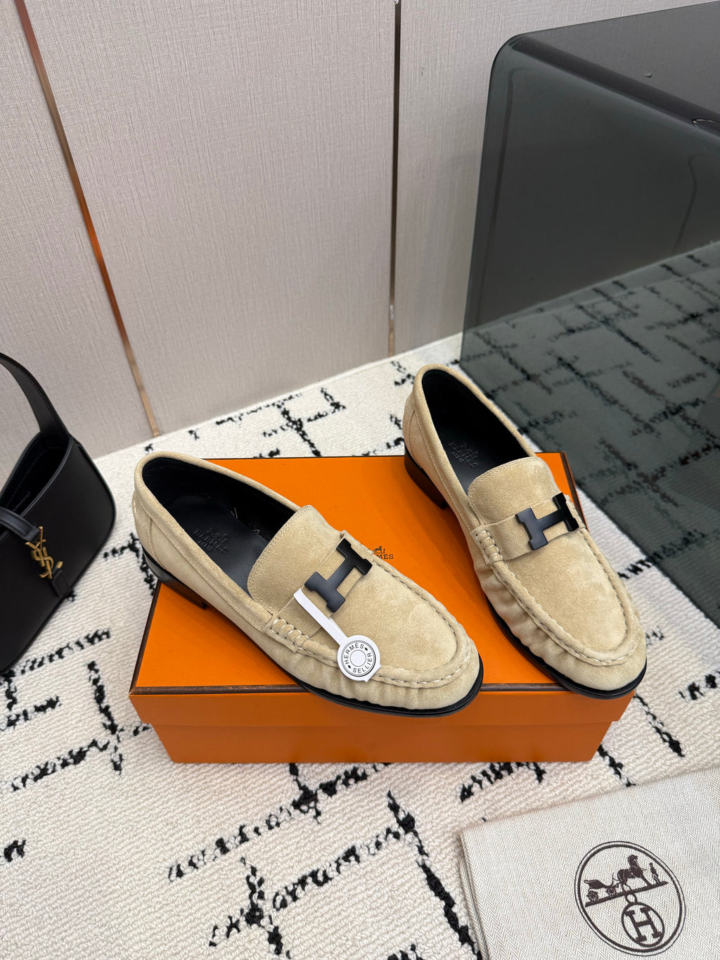 Loafer in suede goatskin with iconic "Paris" buckle