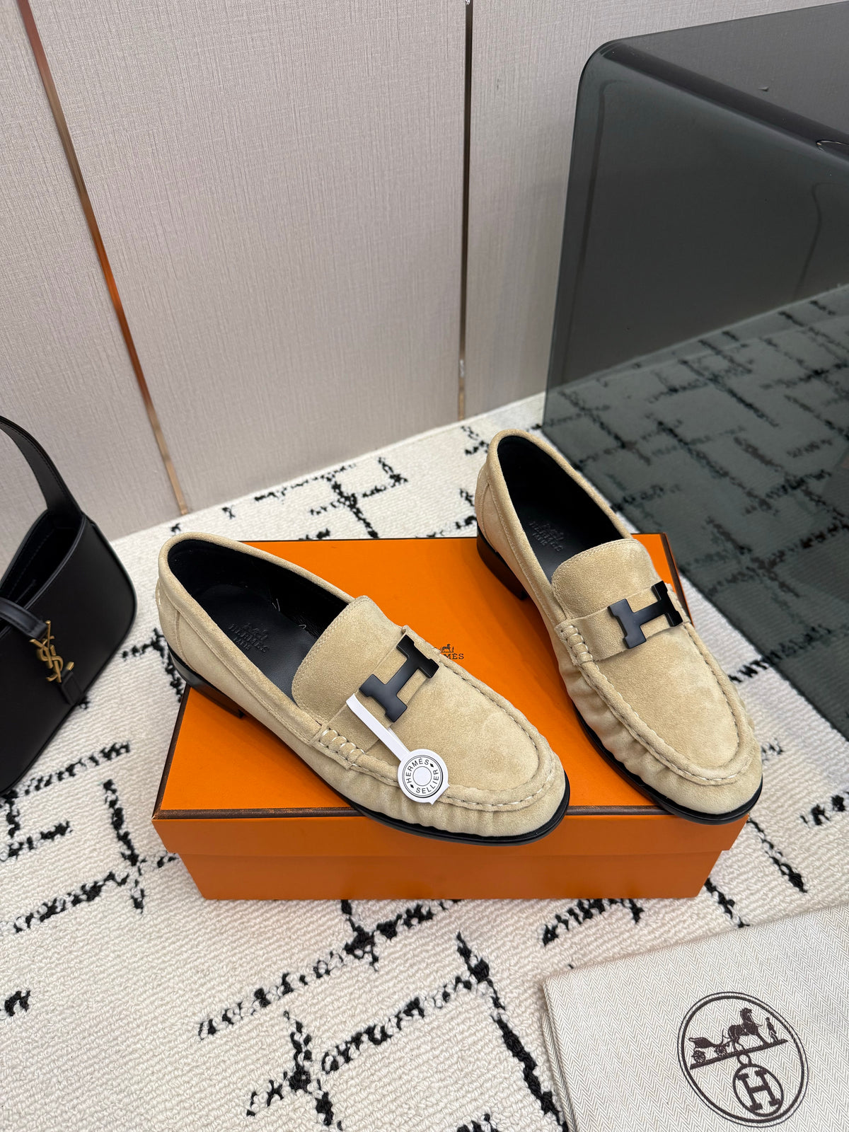 Loafer in suede goatskin with iconic "Paris" buckle