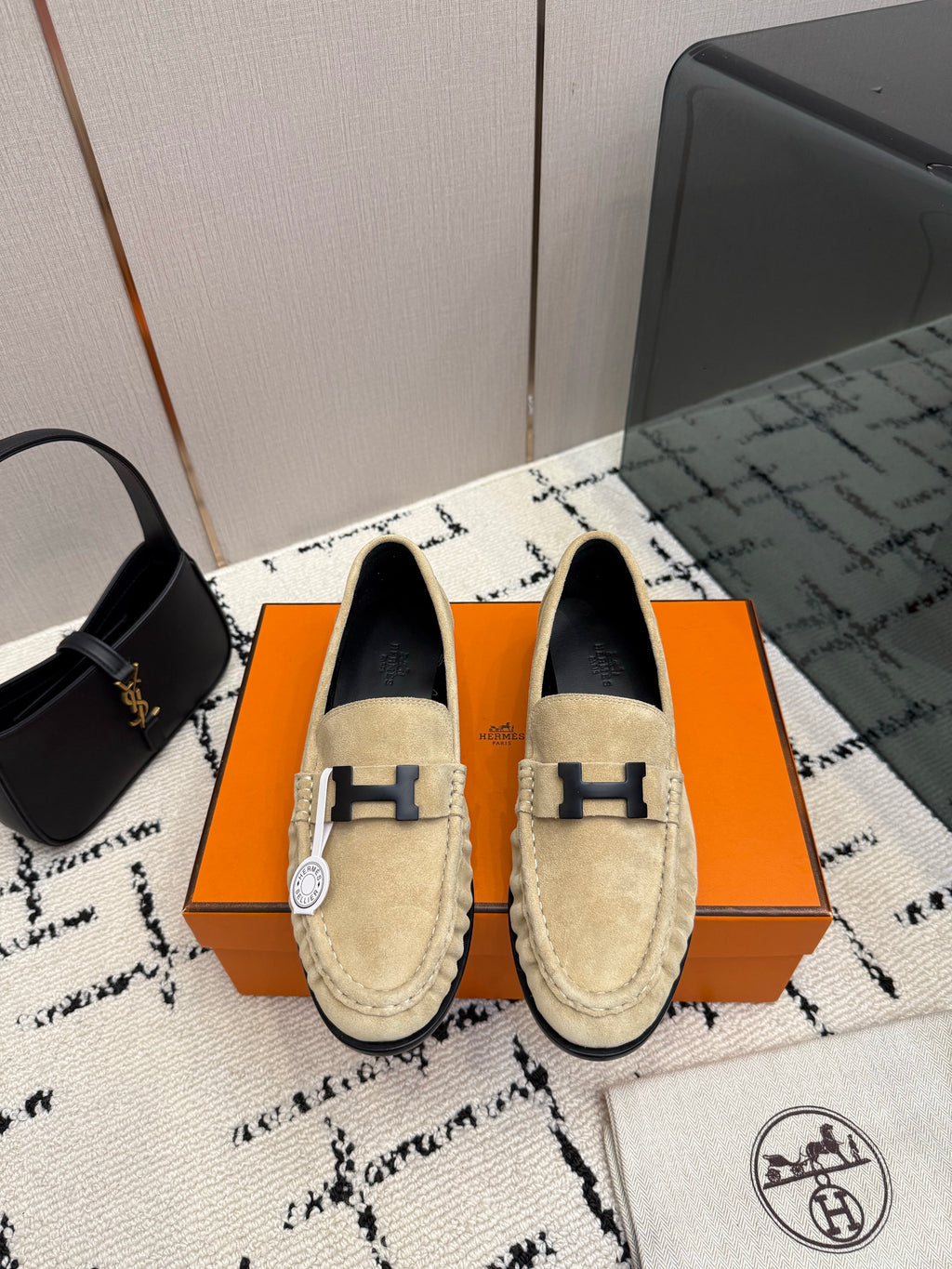 Loafer in suede goatskin with iconic "Paris" buckle