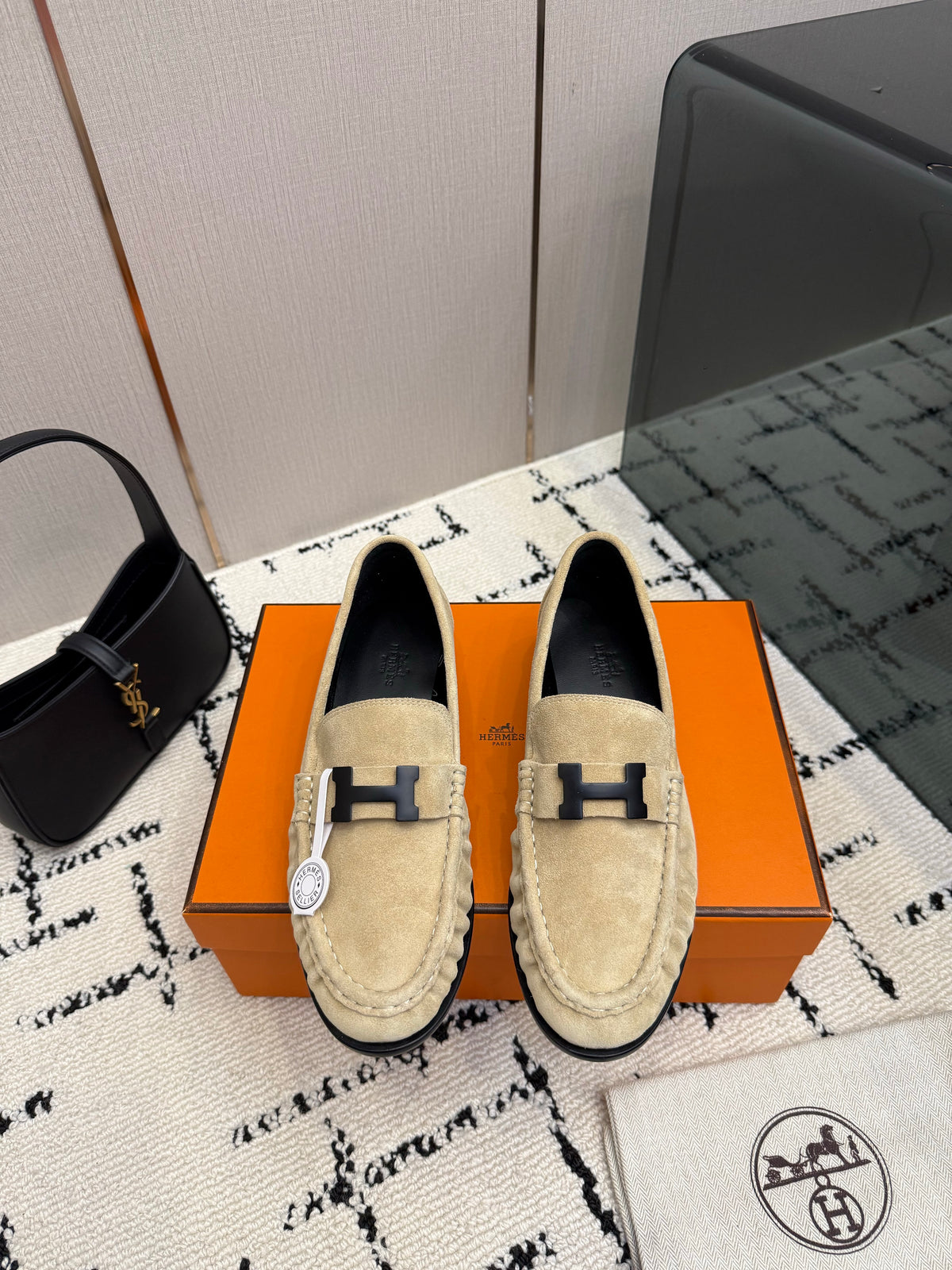 Loafer in suede goatskin with iconic "Paris" buckle